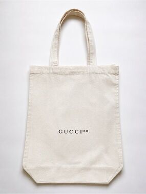 Gucci Cream Cotton Fabric Gucci Canvas Shopping Tote Bag reusable